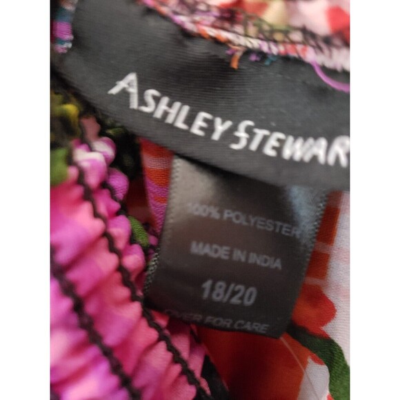 Ashley Stewart Open Hi Low Duster Women 18/20 Pink Floral Print  Button NWT - Picture 6 of 10